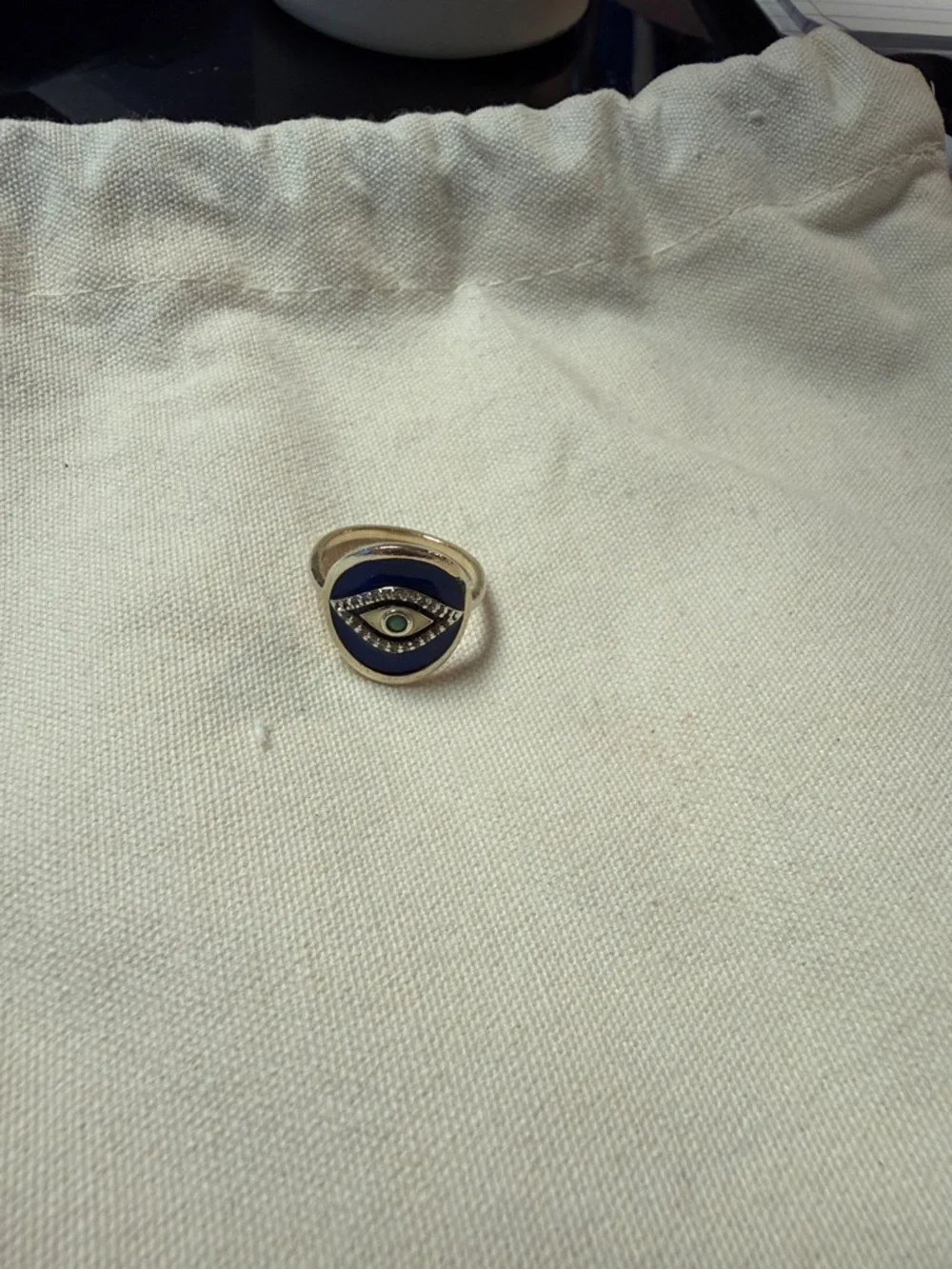 Gold Evil Eye Ring with Blue Enamel by Ross Simons size 7 - Picture 5 of 14